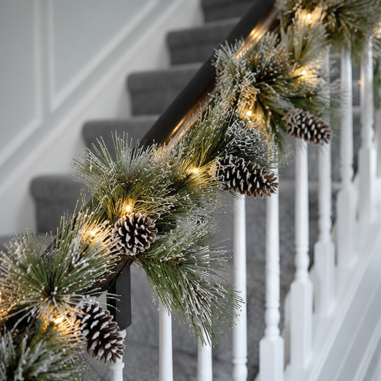 7ft Snowy Pine Christmas Garland with Pinecones