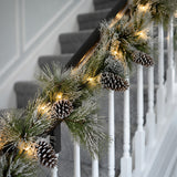7ft Snowy Pine Christmas Garland with Pinecones