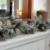 7ft Snowy Pine Christmas Garland with Pinecones