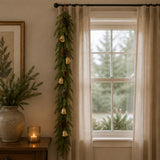 Christmas Bells Pine Garland with Pinecones & Gold Bell Accents, 6ft