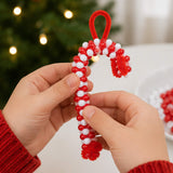 Beaded Candy Cane Christmas Ornament Craft Kit 12 Pack