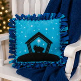 Nativity Silhouette Blue Fleece Tied Pillow Craft Kit 6 Pc DIY