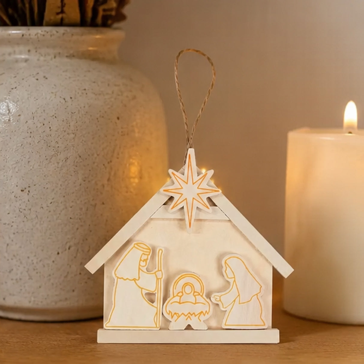 DIY Unfinished Wood Nativity Christmas Ornaments 12 Pc Craft Set