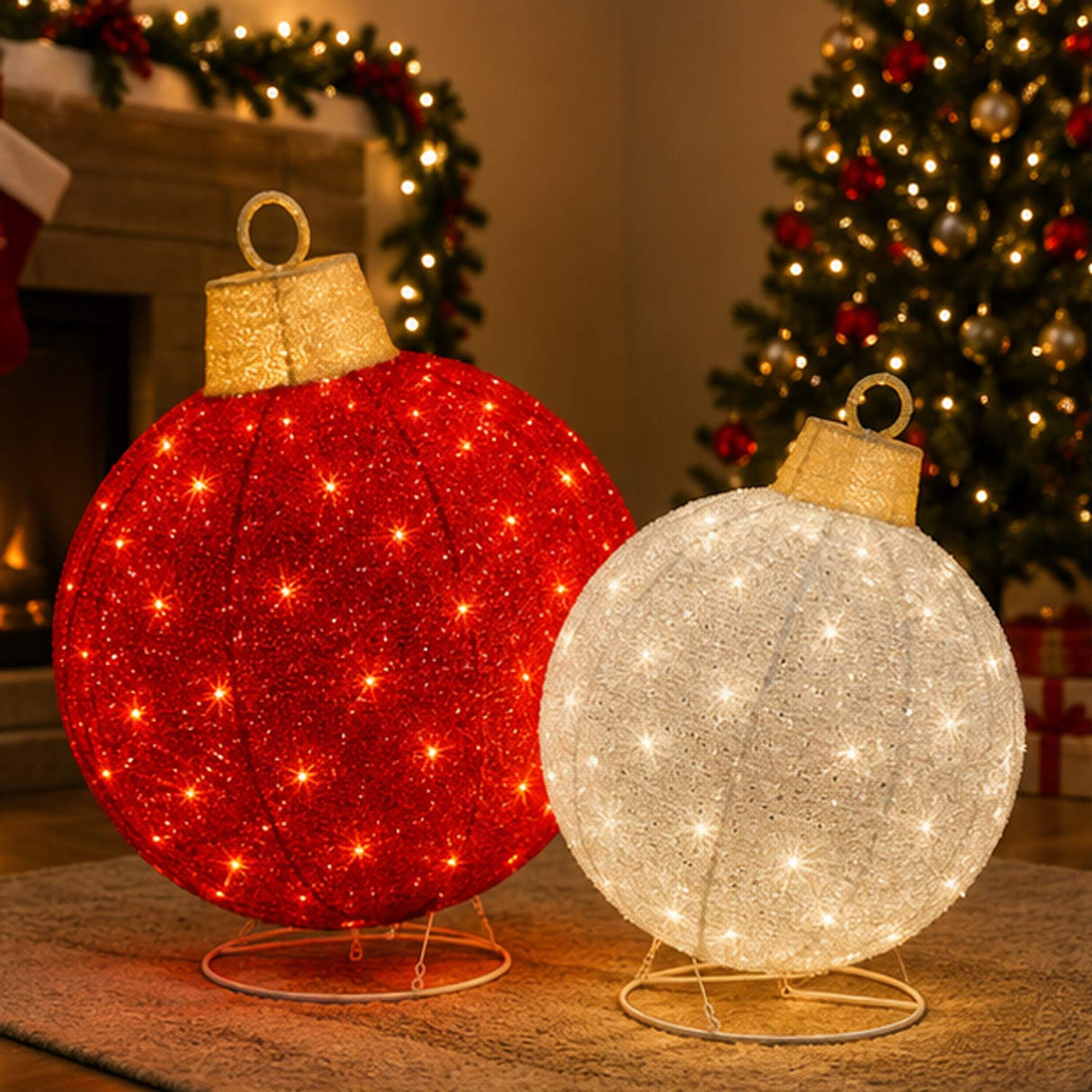 Lighted Pop-Up Christmas Ornaments Outdoor Decoration Set 2 Pc LED