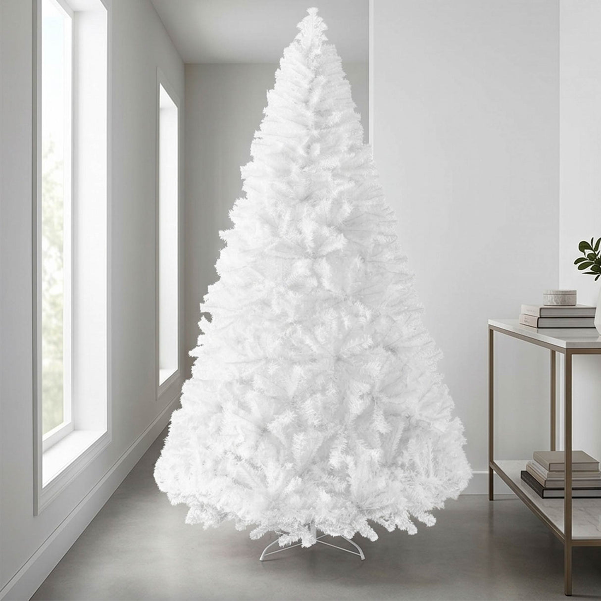 Artificial White Christmas Tree Unlit Pine Design Easy Assembly