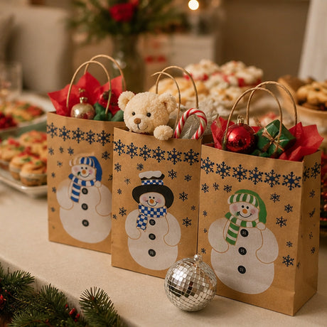 Snowman Paper Gift Bags with Handles 12 Ct Christmas Bags