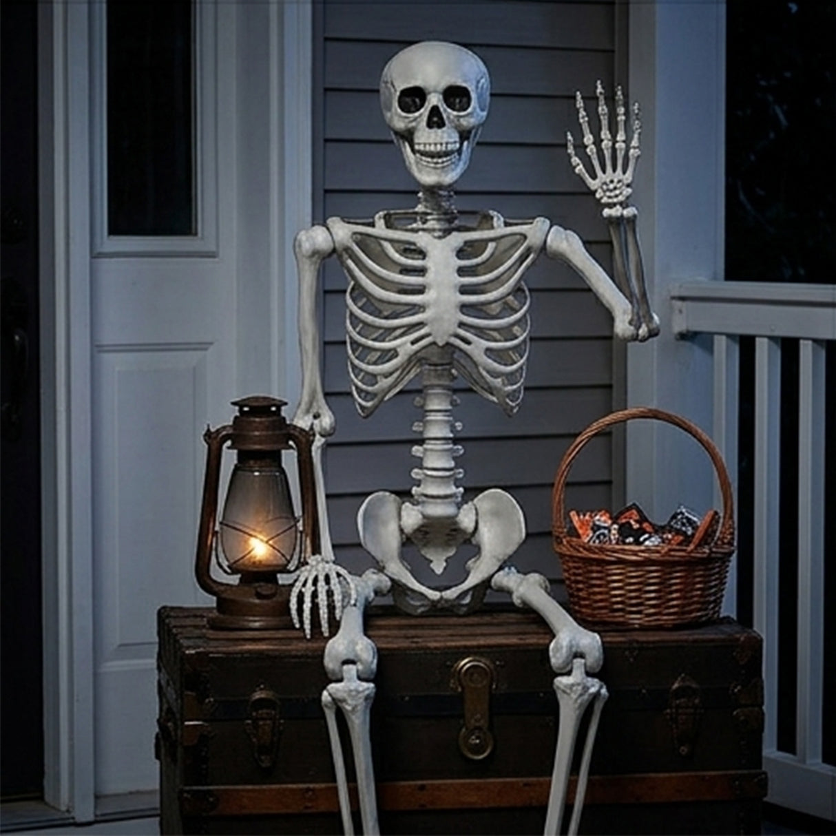 5 ft Life-Size Posable Plastic Skeleton Halloween Decoration
