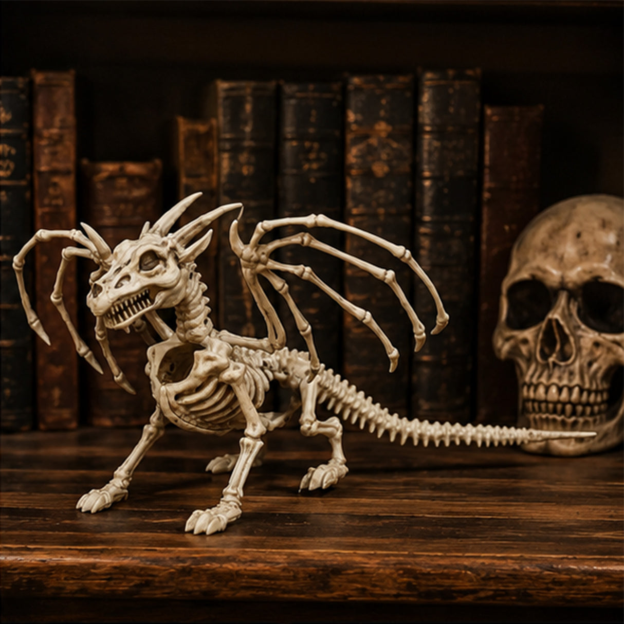 10" x 13" Small Dragon Skeleton Halloween Decoration (Plastic Prop)