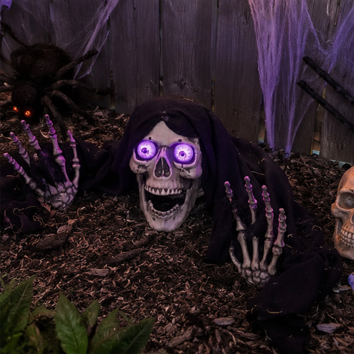 18" LED Spooky Skeleton Groundbreaker Plastic Halloween Decoration