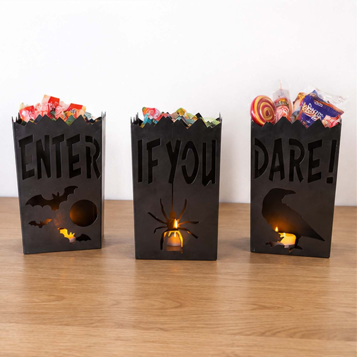 Vintage Metal Luminary Halloween Decorations – 3 Pc Set