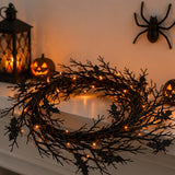 26" Light-Up Black Bat Plastic Halloween Wreath Decoration