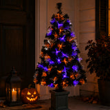 4 ft. Halloween Pre-Lit Black Fiber Optic Tree Decoration with LED Lights Plug-In