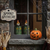 6 in. 2-Piece Halloween Frankenstein Porcelain Candle with Multicolor LED Lights
