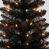 6 ft Halloween Pre-Lit Black Half Tree with LED Lights Pumpkin Base (Plug-In)