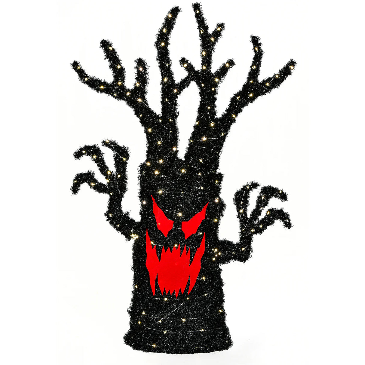 4 ft. Halloween Pre-Lit Frightening Face Tree Decoration Plug-In