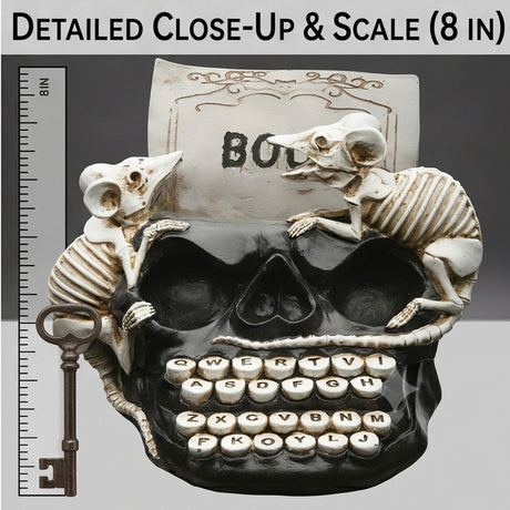 8 in Skull Typewriter with Rats Halloween Tabletop Decor
