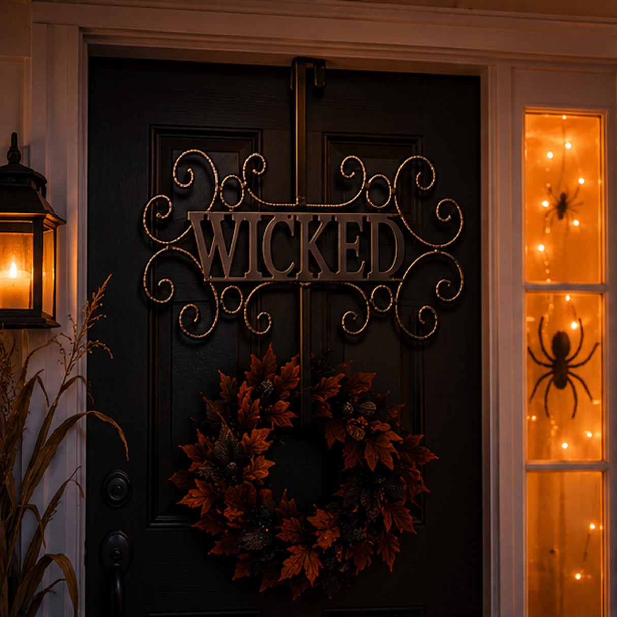18 in Wicked Halloween Metal Wreath Hanger Sign Decor