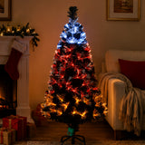 4FT Pre-Lit Black Fiber Optic Halloween Tree with LED Lights