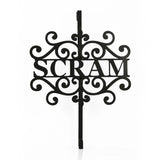 16IN Halloween “Scram” Metal Wreath Hanger Door Decor
