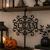 16IN Halloween “Scram” Metal Wreath Hanger Door Decor