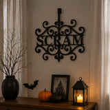 16IN Halloween “Scram” Metal Wreath Hanger Door Decor