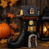 6IN Pre-Lit Haunted Boot House Halloween LED Decor
