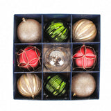 13IN Red Gold Green Christmas Ball Ornament Set