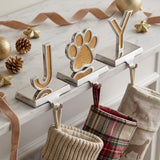 5IN 3-Piece Gold Sparkle JOY Paw Print Stocking Holders