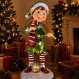 36IN Fiddle Playing Pixie Elf with Multicolor LED Lights Christmas Outdoor Plug-In Decoration