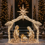 72IN Large Nativity Scene with Cool White LED Lights Plug-In