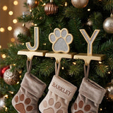 5IN 3-Piece Silver Sparkle JOY Paw Print Stocking Holders