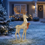 55IN Pre-Lit Crystal Champagne Standing Buck LED Christmas Decoration