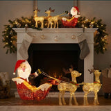 33IN Pre Lit Santa Sleigh with Reindeer LED Holiday Decoration