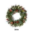 Pre-Lit 24 in. Wintry Pine Christmas Wreath with Warm White LED Lights