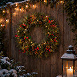 Pre-Lit 24 in. Wintry Pine Christmas Wreath with Warm White LED Lights
