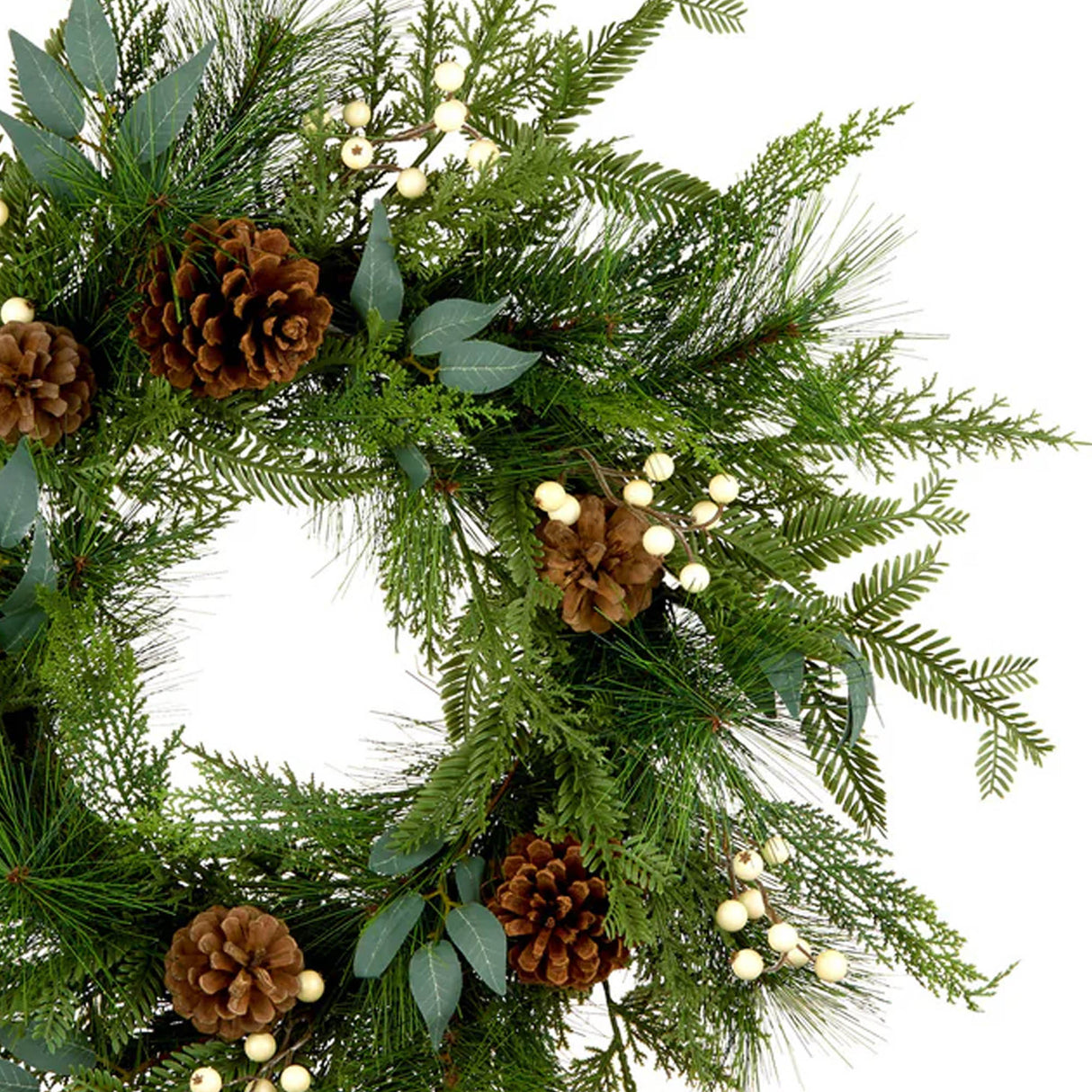 24IN Inspired by Nature Christmas Wreath with White Berries