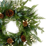 24IN Inspired by Nature Christmas Wreath with White Berries