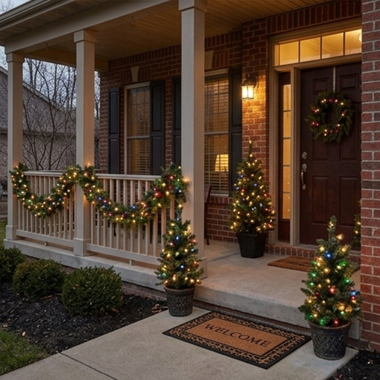 9FT Pre Lit Colonial Fir Garland with Dual Color LED Lights