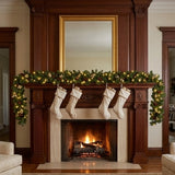 Pre-Lit Crestwood Gold Spruce Garland with Warm White LED Lights, 9 Foot