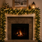 9FT Pre-Lit Norwood Fir Garland with Warm White LED Lights