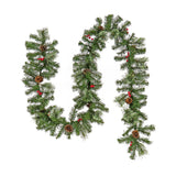 9FT Evergreen and Cashmere Tips Garland with Berries & Pinecones