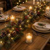 Pre-Lit Frosted Berry Garland with Clear Lights, 9 Foot (Plug-In)