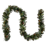 Pre-Lit Carolina Pine Garland with Warm White LED Lights, 9 Foot