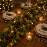 Pre-Lit Carolina Pine Garland with Warm White LED Lights, 9 Foot