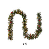 Pre-Lit Frosted Berry Garland with Clear Lights, 9 Foot (Plug-In)