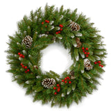Frosted Berry Wreath, 24 Inch Christmas Wreath (Unlit)