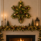 Pre-Lit Glittery Gold Dunhill Fir Snowflake with Warm White LED Lights, 32 Inch