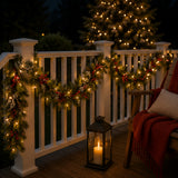 Pre-Lit Wintry Pine Garland with Clear Lights, 9 Foot (Plug-In)