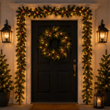 Pre-Lit Glittery Mountain Spruce Garland with Clear Lights, 9 Foot (Plug-In)