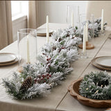 Pre-Lit Snowy Bedford Pine Garland with Warm White LED Lights, 9 Foot